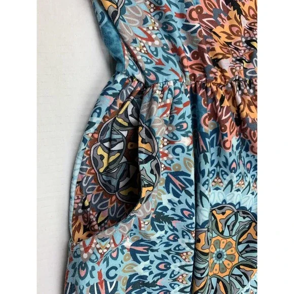 Women Dress Sz L Large Short Sleeve Pleated Pockets Stretch Elastic Waist Casual - Picture 6 of 12